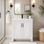 Ensemble de meuble-lavabo simple 30 po avec lavabo en céramique, blanc, bois massif-518037203-518037201