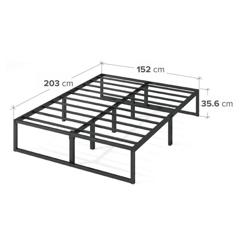 Corbe Modern Metal Bed Frame with Heavy Duty Steel Slat Support , Black, Kingsize (5')