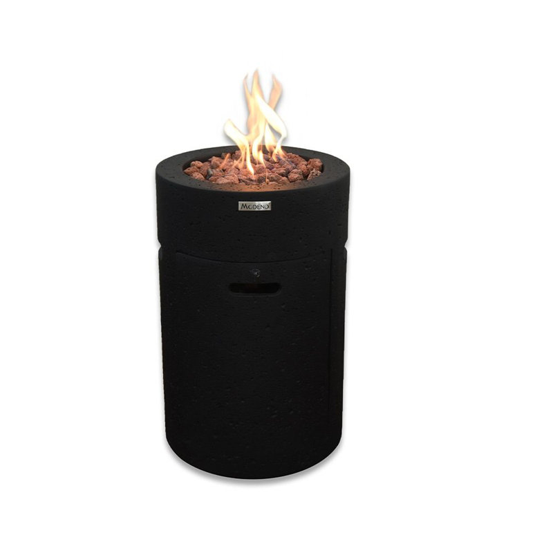 Black Gas Free-standing Fire Pit Table with Lava Rocks