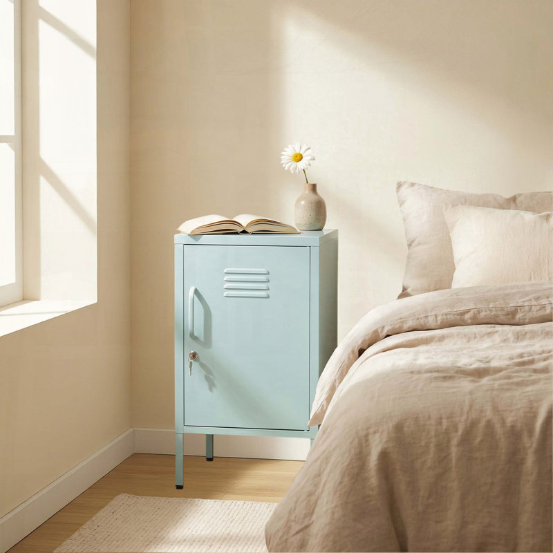 Lockable Multi-Functional Metal Storage Cabinet with Adjustable Shelf, Light Blue