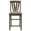 Kana 5Pc Counter Height Table Set, Brown Wood, 4 Grey Fabric Chairs