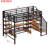 Full Size Metal Loft Bed With Staircase, Table & Shelves, Black - Modern Low Storage Functional