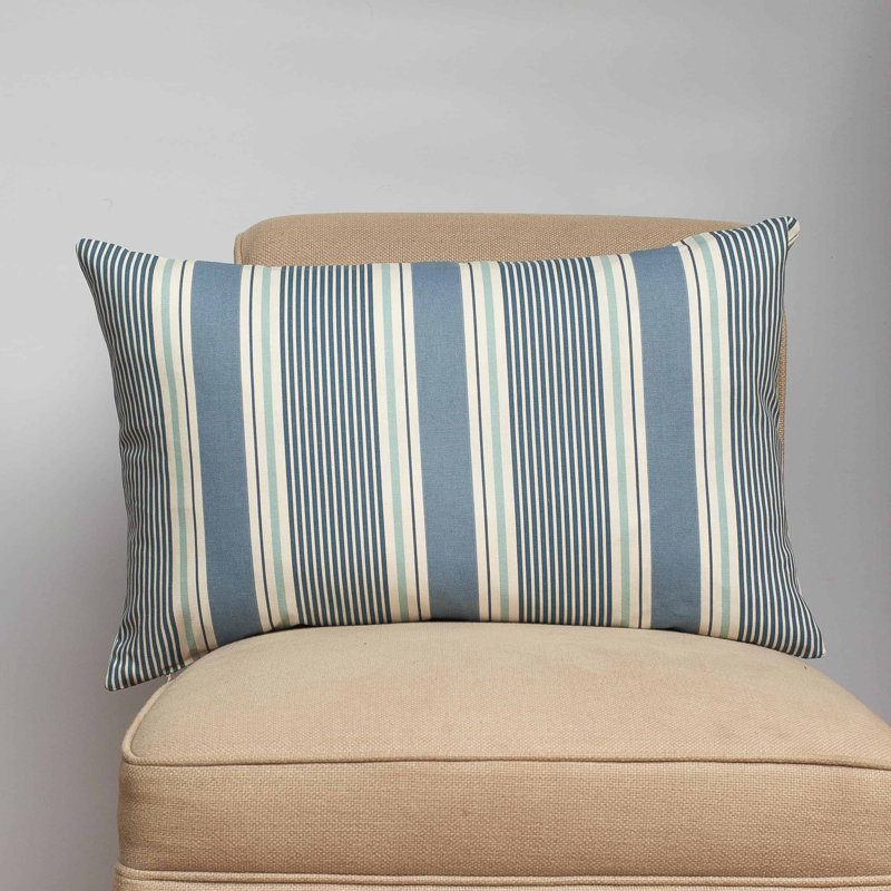 Striped Blue Cushion, 58x38cm, Feather filled