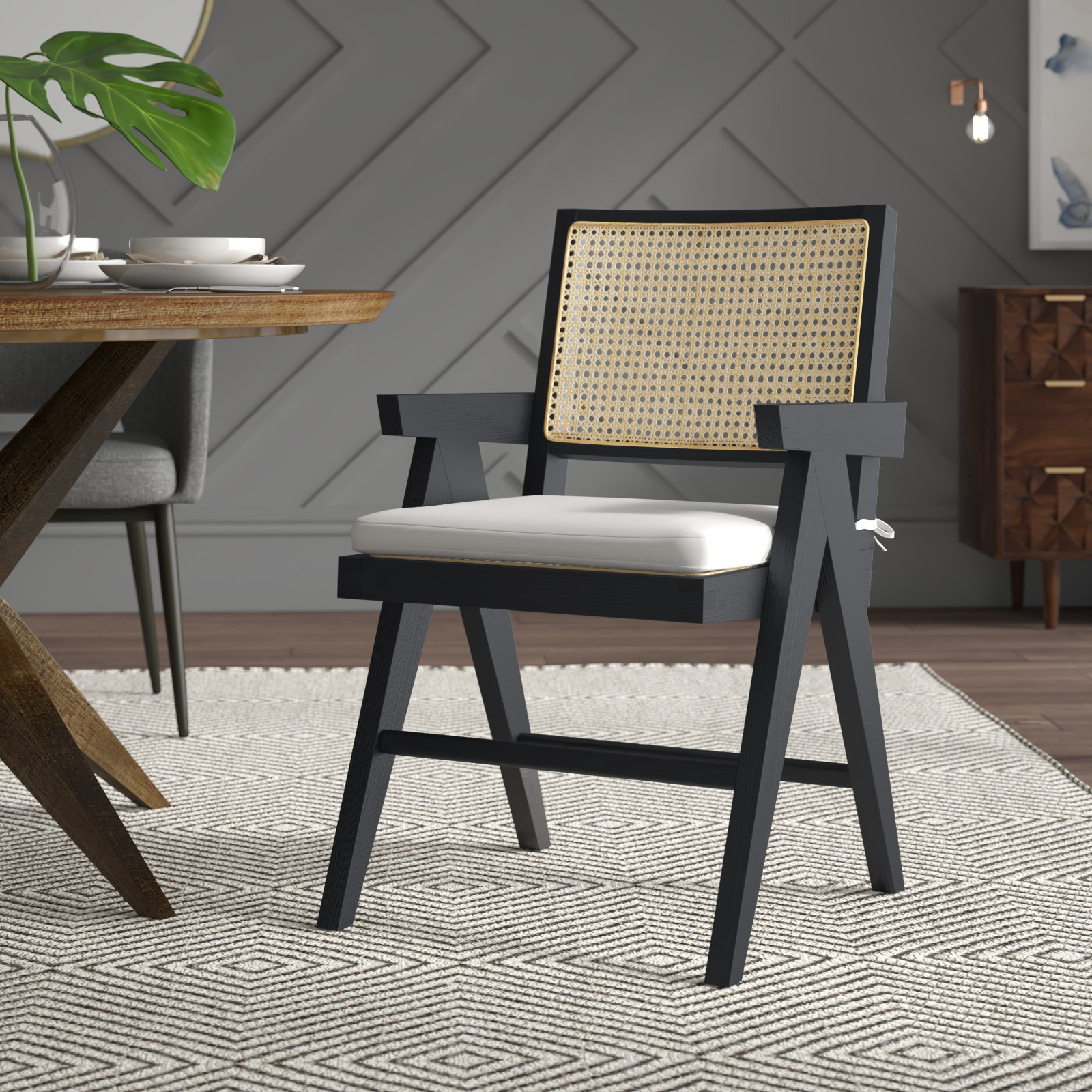 Josephina Rattan Armchair, Black / Natural