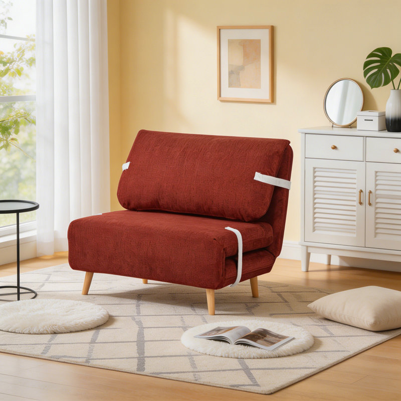 Fauteuil convertible de 40 po de largeur avec structure en bois de pin - réglable à 3 positions, Rouge