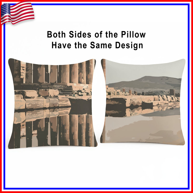Parthenon Throw Pillow, Architecture Double Sided Pillows, 20 x 20 inches