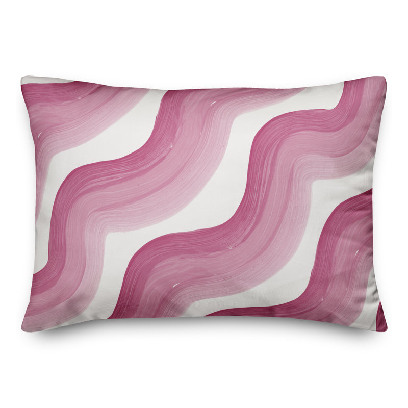 Coussin extérieur bleu et rose Waves, H 18 po x l 25 po, Rose