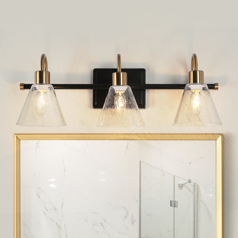 Luminaire de salle de bain 3 lumières minimaliste moderne à intensité variable avec abat-jour