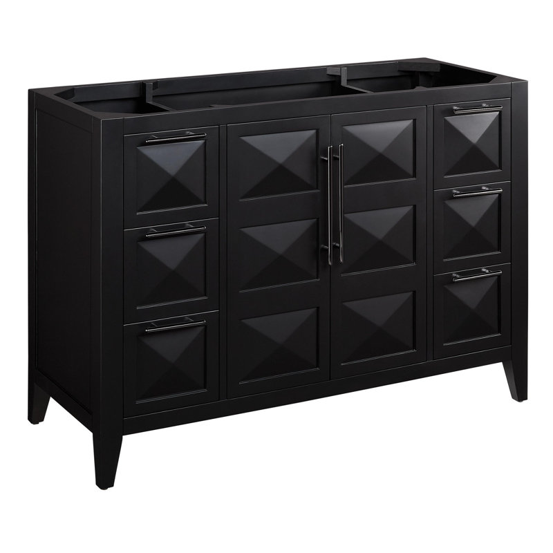 48" Holmesdale Vanity With Rectangular Undermount Sink, Single-Hole, Black, Carrara Marble