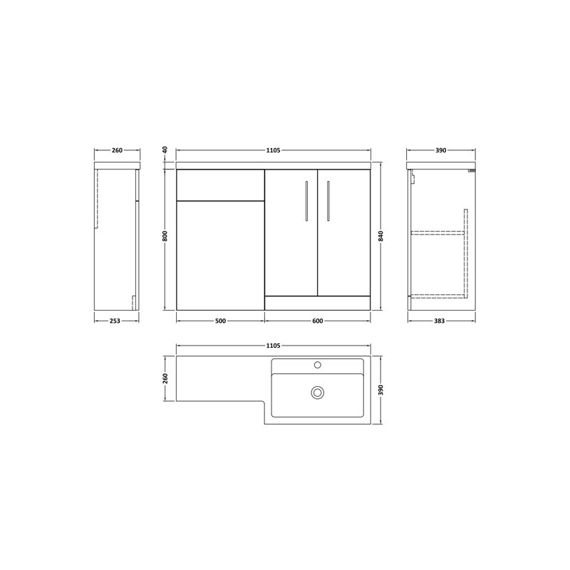 Arno Toilet & Basin Unit, Anthracite Woodgrain