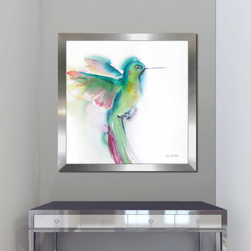 «Hummingbirds II (Square)» par Aimee Del Valley, reproduction, Encadrement argenté, H 25 po x l 25 po x P 1 po