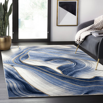 Tapis bleu Abani Luna LUN230B