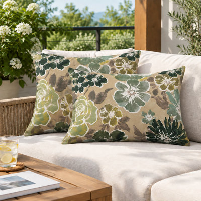 Ensemble de 2 coussins décoratifs d'extérieur, 51 x 30 cm, imperméables et résistants aux UV et à la décoloration, pour le soutien lombaire de votre terrasse, jardin ou piscine.