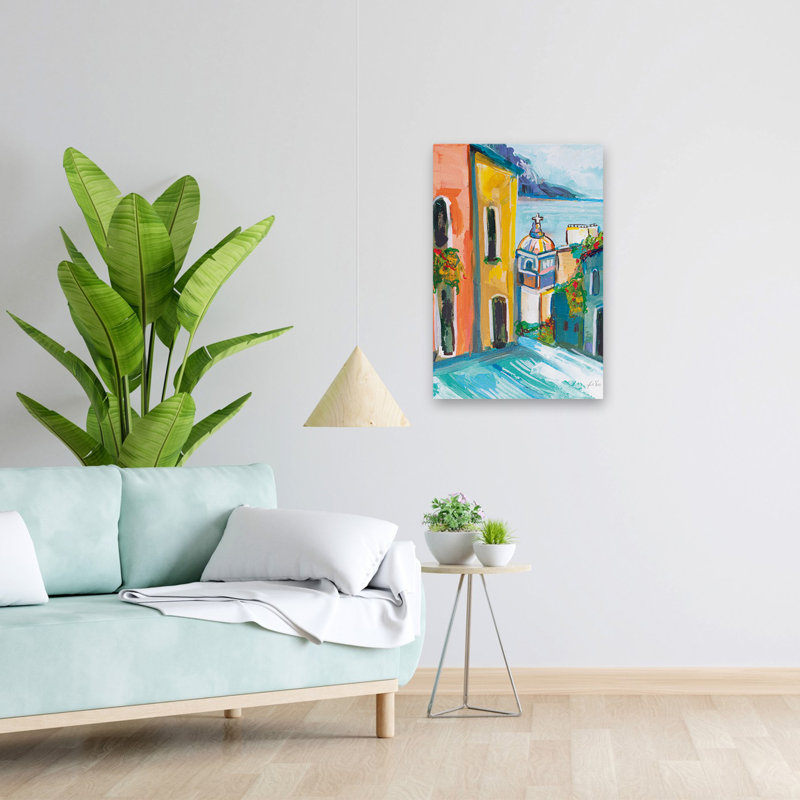 Art de Positano III, côte d'Amalfi et Italie, H 24 po x l 16 po