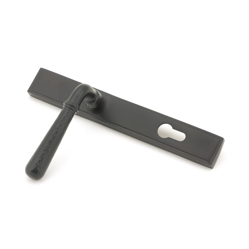 Hammered Newbury Lock Door Handle, Aged Bronze