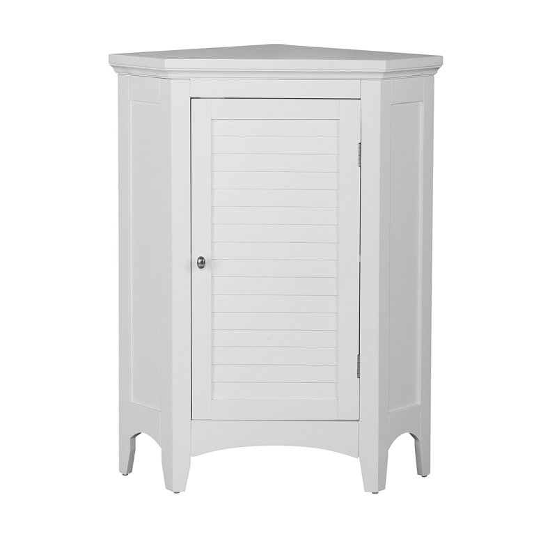 Zal Freestanding Corner Floor Accent Space-Saving Storage Cabinet with Adjustable Shelf, White