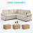 Modular Corduroy L-Shaped 3-in-1 Sleeper Sofa Bed with Storage, Beige-1034096554
