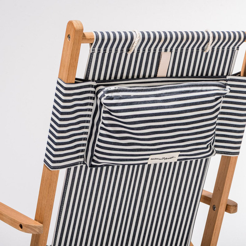  Reclining Beach Chair with Cushion, Lauren's Navy Stripe