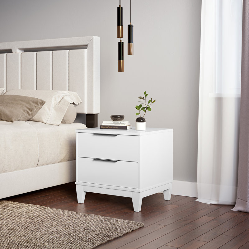 Table de chevet à deux tiroirs Boyd Sleep Mackay, Blanc