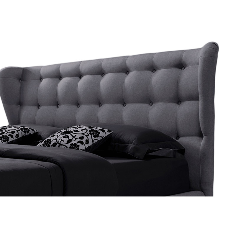 Lit plateforme tapissier très grand Liskeard, Gris