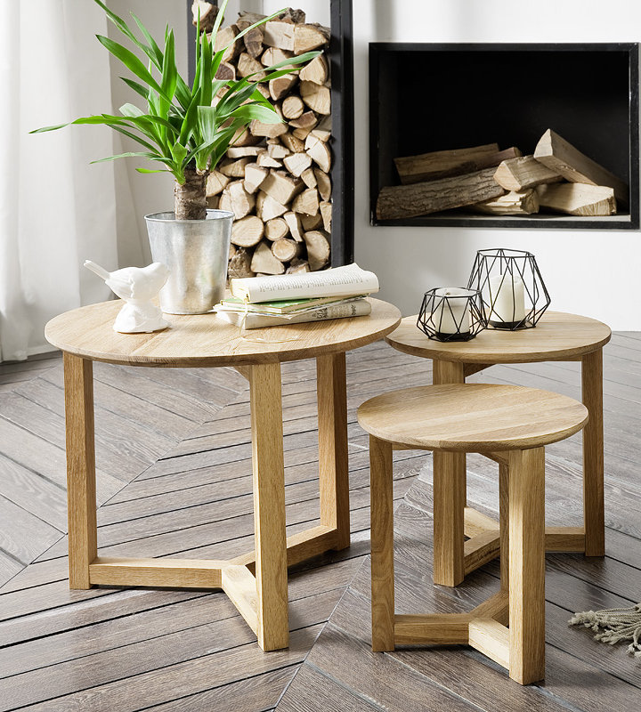 Pamela Solid Wood Three Leg Coffee Table
