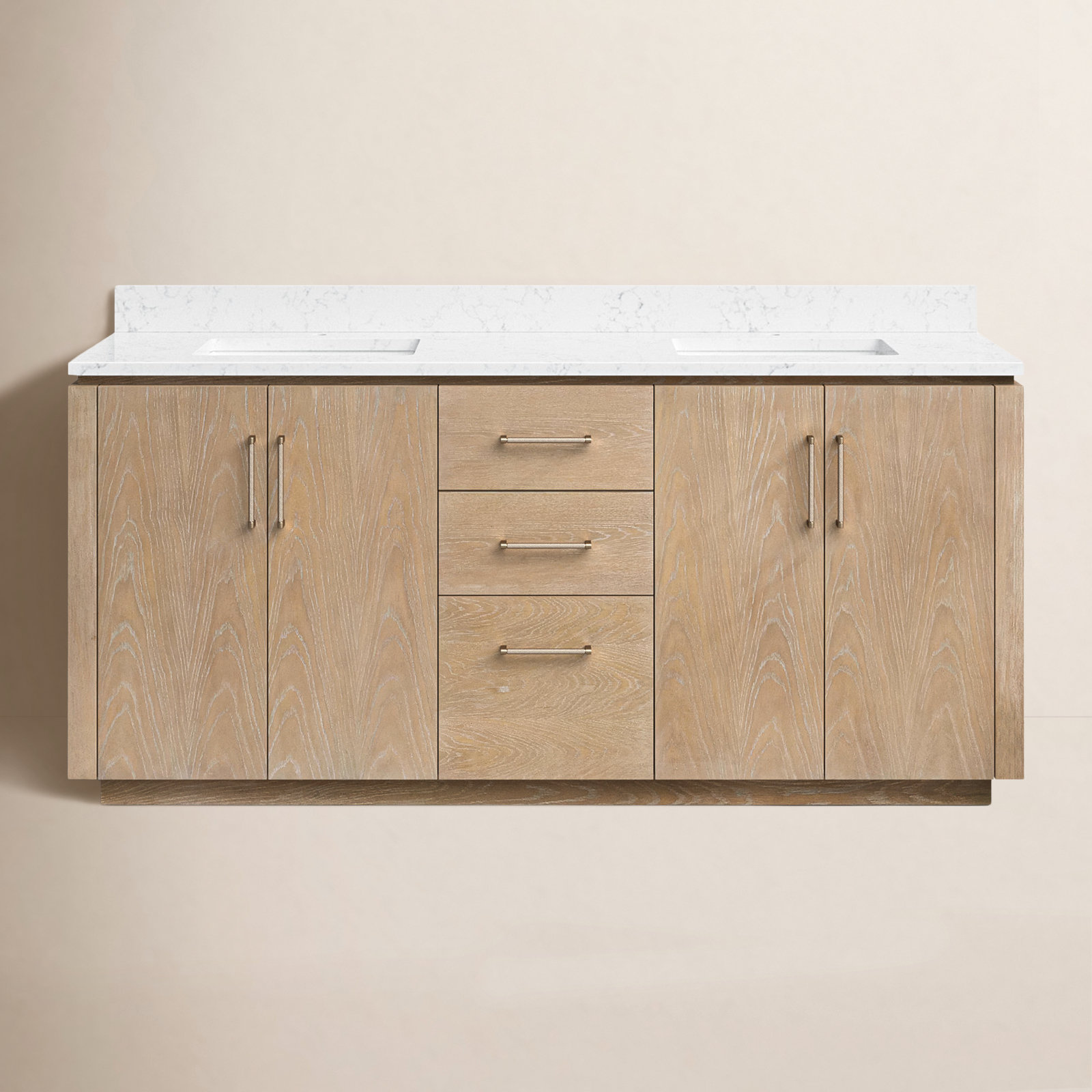 Cloverfield 72'' Double Bathroom Vanity, Gold, Washed Ash Gray