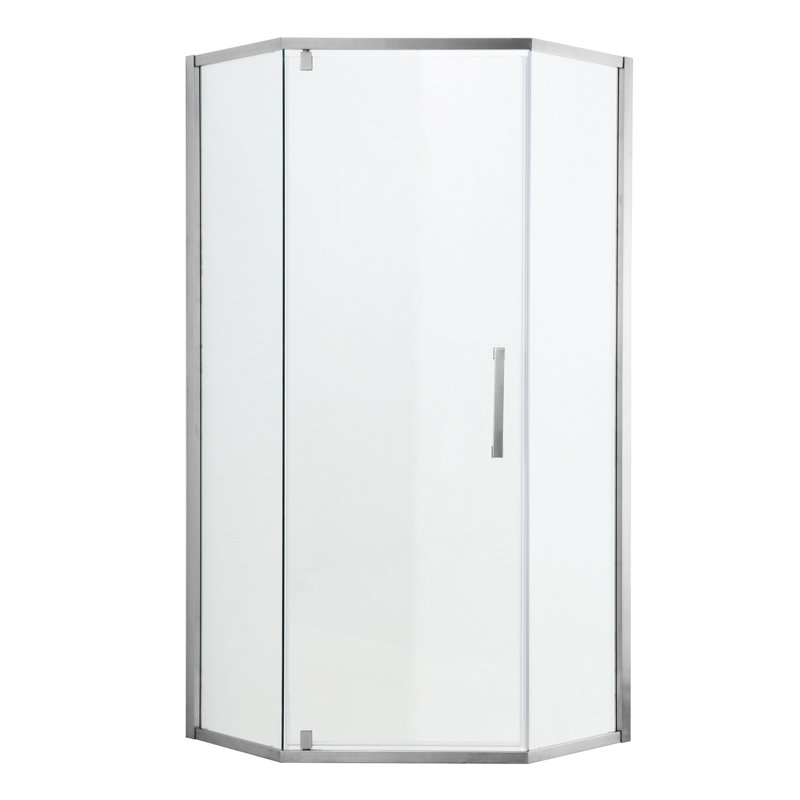 Porte de douche 34-1 / 8 "X 72" Cabine de douche semi-sans cadre à charnière, Chrome