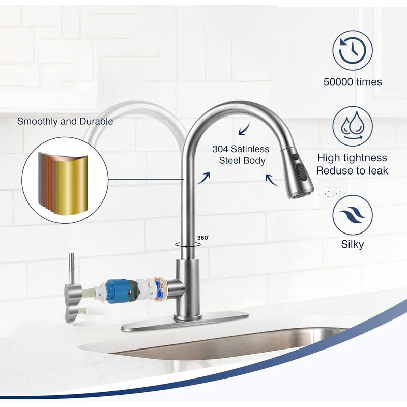 Matte Black Stainless Steel Pull Down Kitchen Faucet