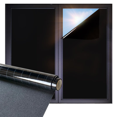 Film d'intimité pour fenêtre à sens unique, adhésif antireflet antireflet solaire, teinte de fenêtre pour la maison et le bureau, papier solaire pour garage sans colle, noir, 23,6 po x 78,7 po