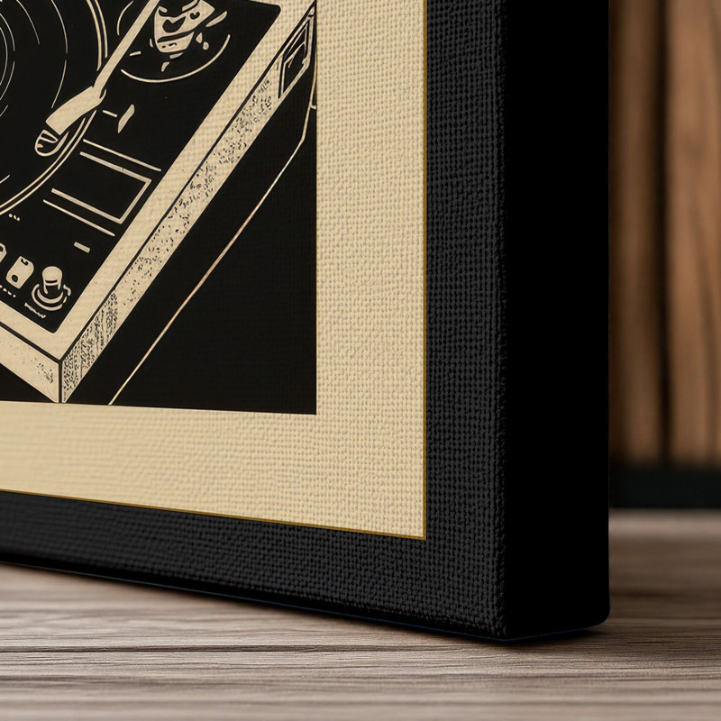 Spinning Vinyl Energy Retro - Wrapped Canvas, 24x16 - 61.0 x 40.6 cm, Black Border