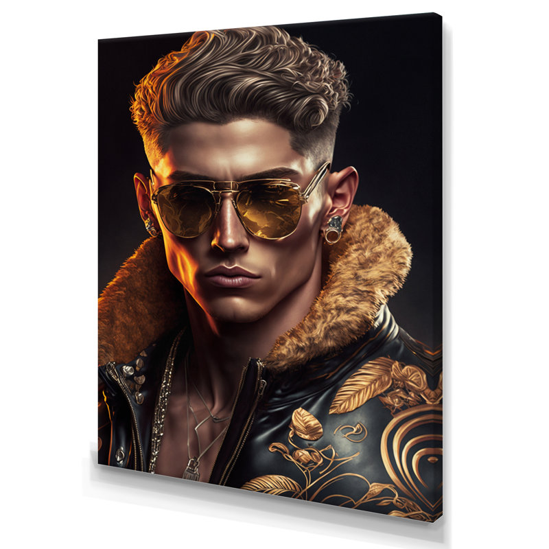 «Fashion Muscular Man with Sun Glasses I», reproduction sur toile, H 32 po x l 16 po x P 1 po, Toile tendue