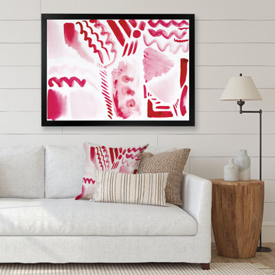 Éléments graphiques rétro en orange et rouge II - peinture sur toile