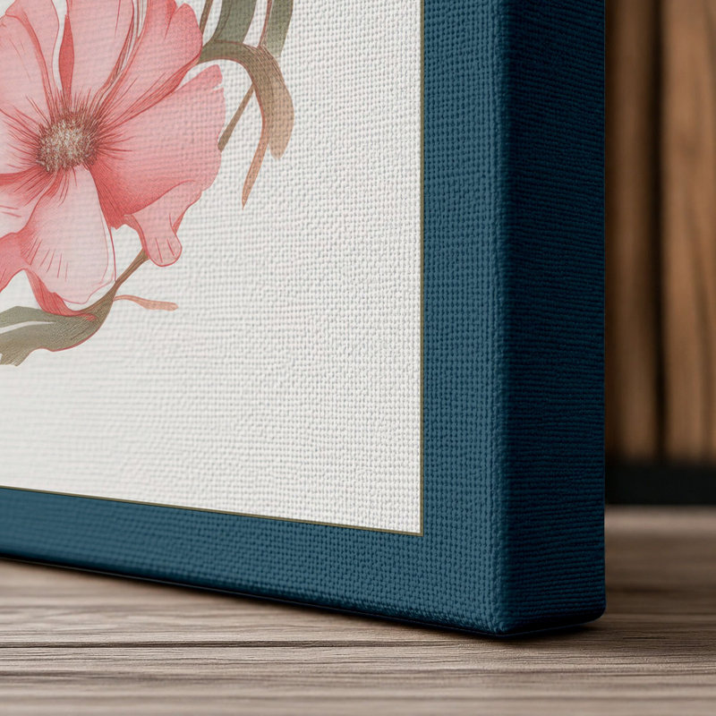 Horse in Bloom Botanical - Wrapped Canvas, 36x24 - 91.4 x 61.0 cm, Teal Border