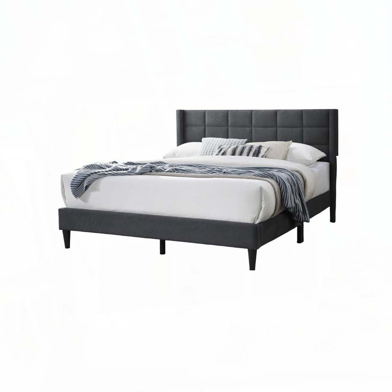 Lit tapissier Burlap, Gris anthracite