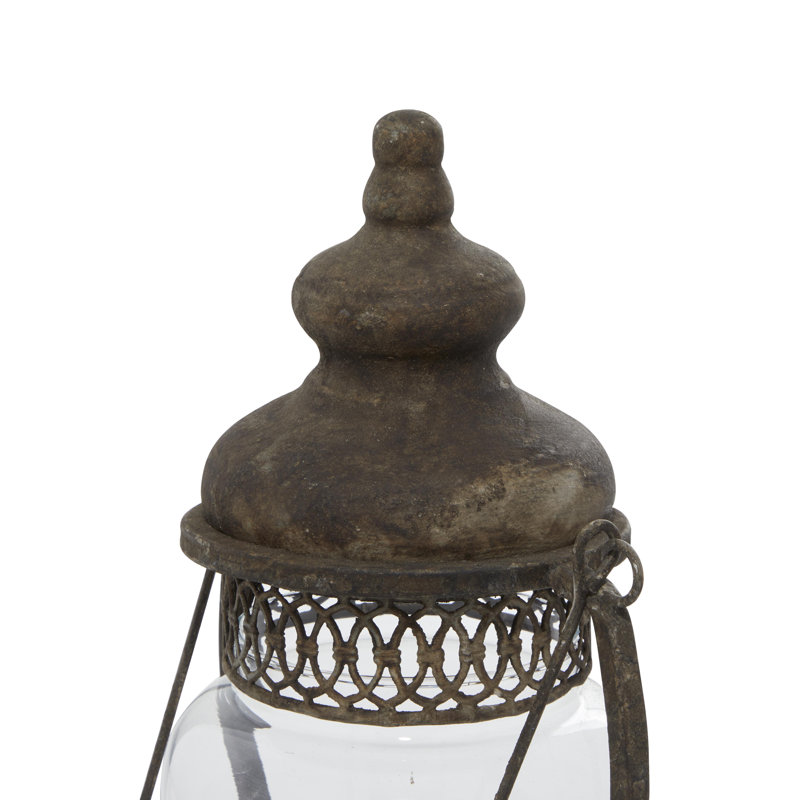 Lanterne décorative d'intérieur en métal avec poignée