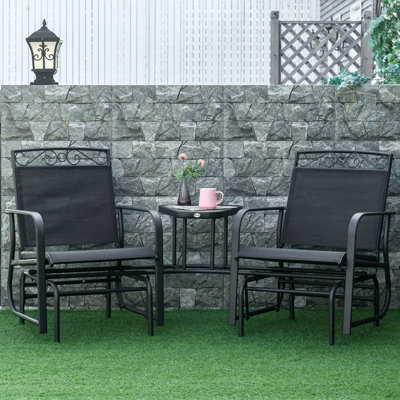 Fauteuil oscillant d'extérieur Outsunny avec table basse, balancelle de patio à 2 places avec toile respirante pour la cour, le jardin et le porche