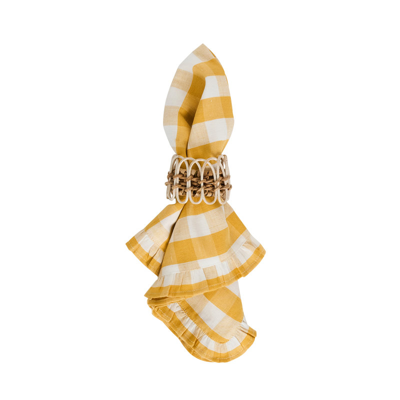 Gingham Ruffle Napkin, Sunshine