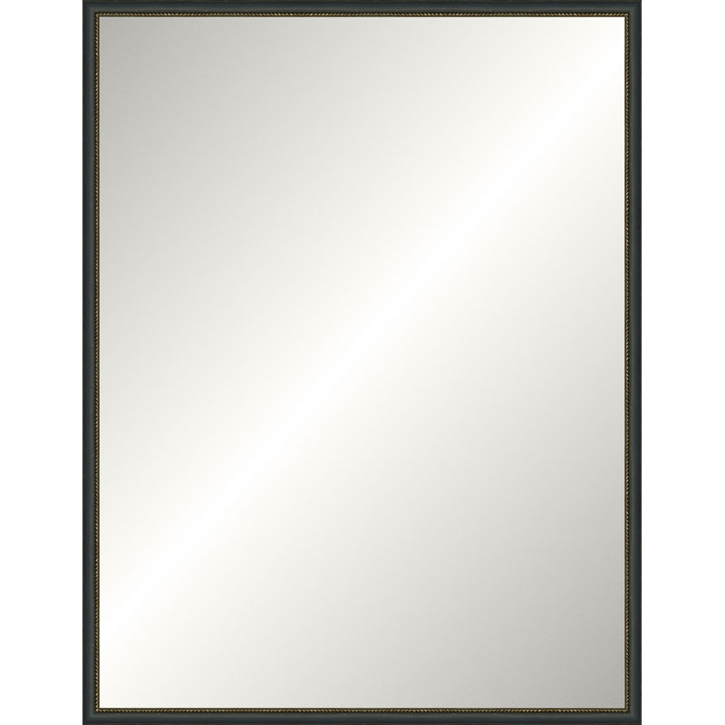 Distressed Black Old World Mirror, Medium rectangle