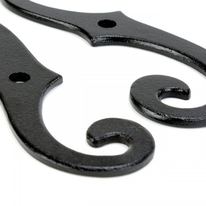 Paire de quincaillerie pour volets en forme de S en noir vintage (paquet de 4)