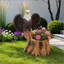 Durable Polyresin Decorative Majestic Eagle with Spread Wings Garden Planter Pot on Tree Stump Base