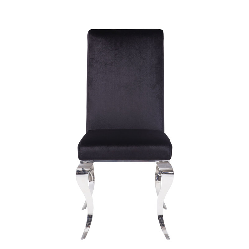 Ensemble de 2 chaises d'appoint en tissu noir et acier inoxydable Fabiola