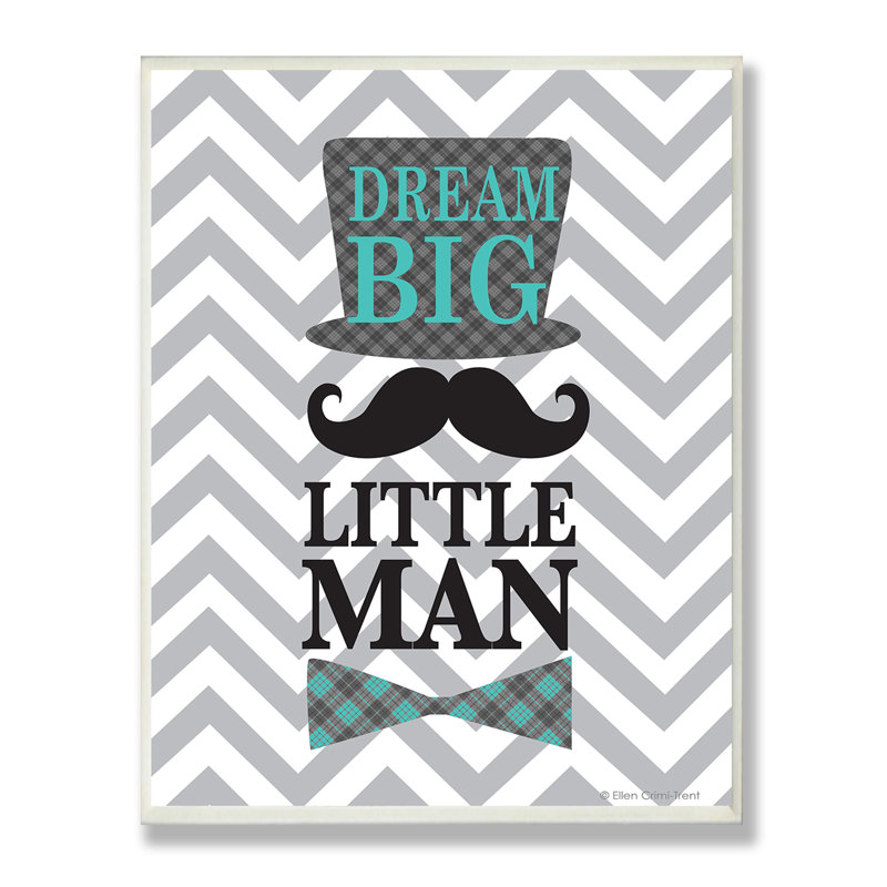 "Little Man on Gray", art sur toile, H 13 po x l 19 po, Plaque en bois