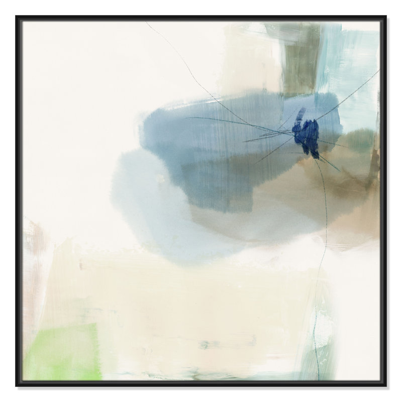 «Aquamarine Whispers I Print» par Casa Fine Arts, Toile avec cadre flottant noir, Pas de tapis