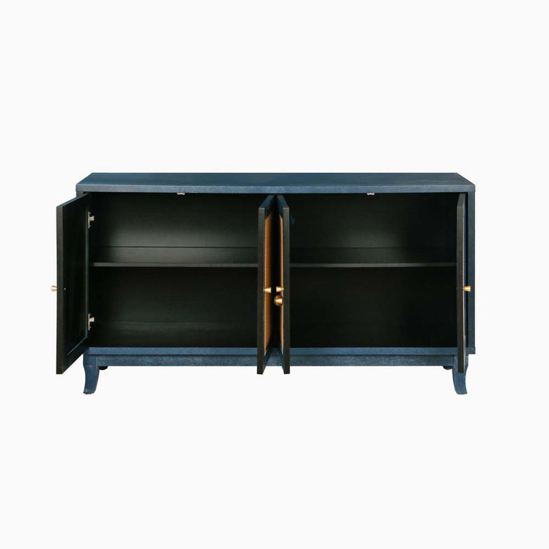 Anjalika 4 Door Accent Cabinet Wood Cabinet Entryway Cabinet Living Room Storage Cabinet, Blue