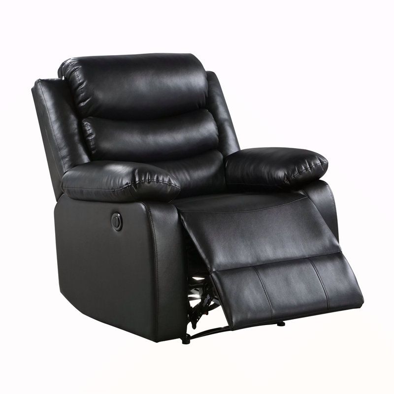 Ahriya Wide Power Rocker Standard Recliner, Black Faux Leather
