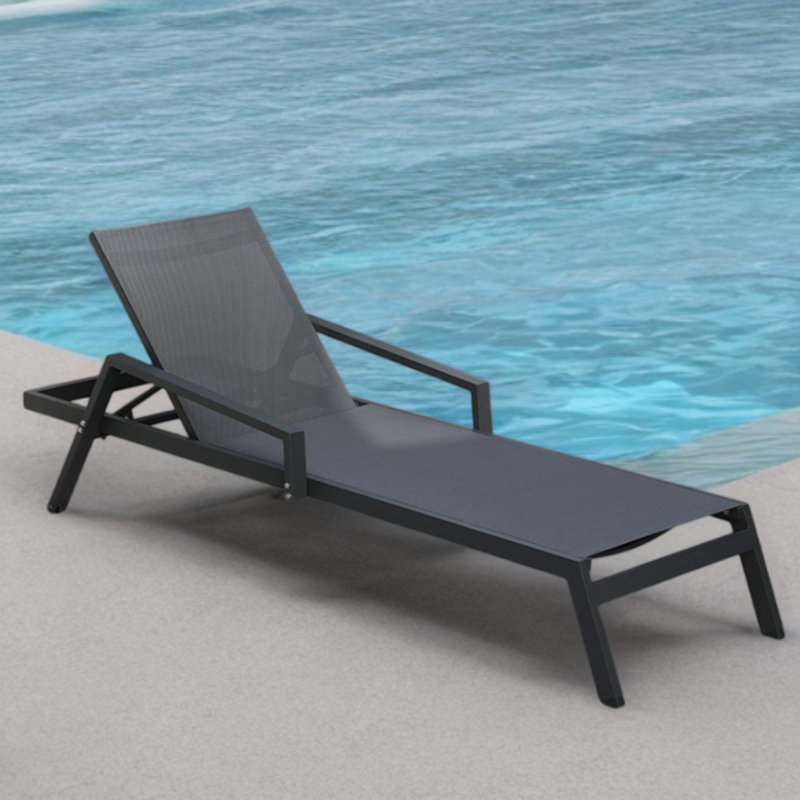 Adjustable Outdoor Lounger With Aluminum Frame Outdoor Chaise Lounge