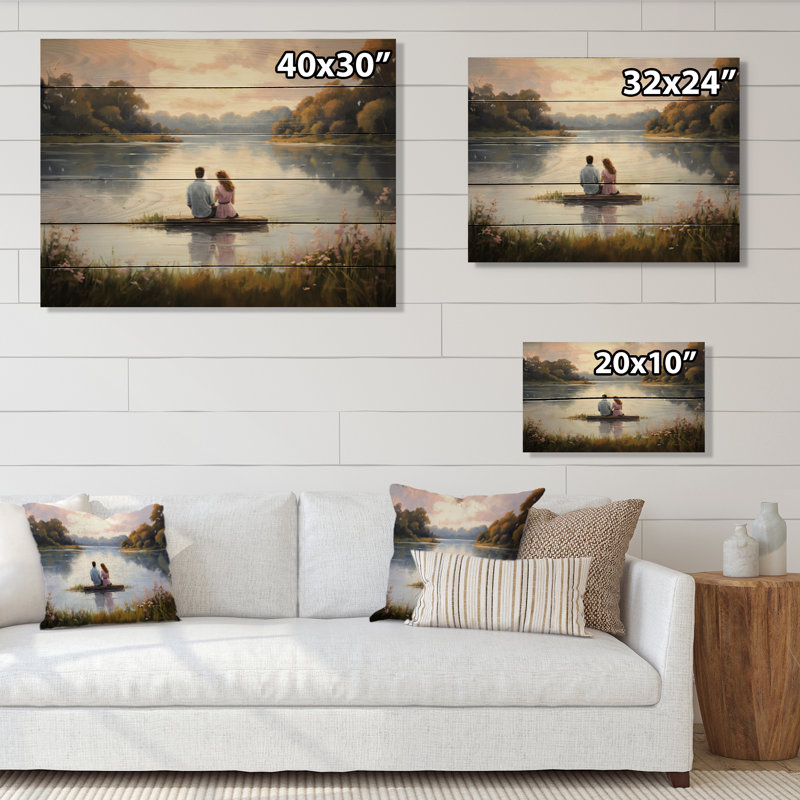 Paysage romantique sérénade tranquille I - impression sur bois sans cadre, H 24 po x l 32 po x P 0,78 po