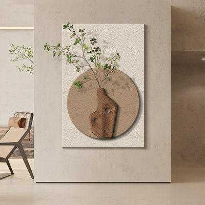 Art mural en grès Wabi Sabi avec herbe de pampa artificielle, décor texturé sans cadre pour entrée 17D