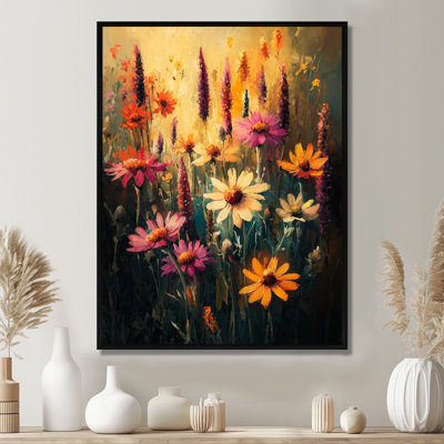 «Wildflowers In Soft Pastels Impressionist II - Wildflowers», reproduction sur toile encadrée