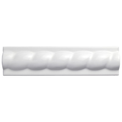 Trenza Grand 7.9" x 2" Glossy Ceramic Mudcap Tile Trim in White